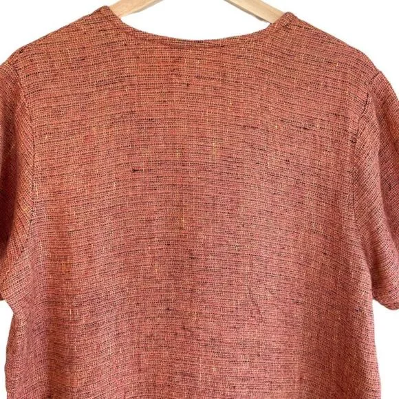 Flax 100% Linen Wrap Button Top - Picture 8 of 9